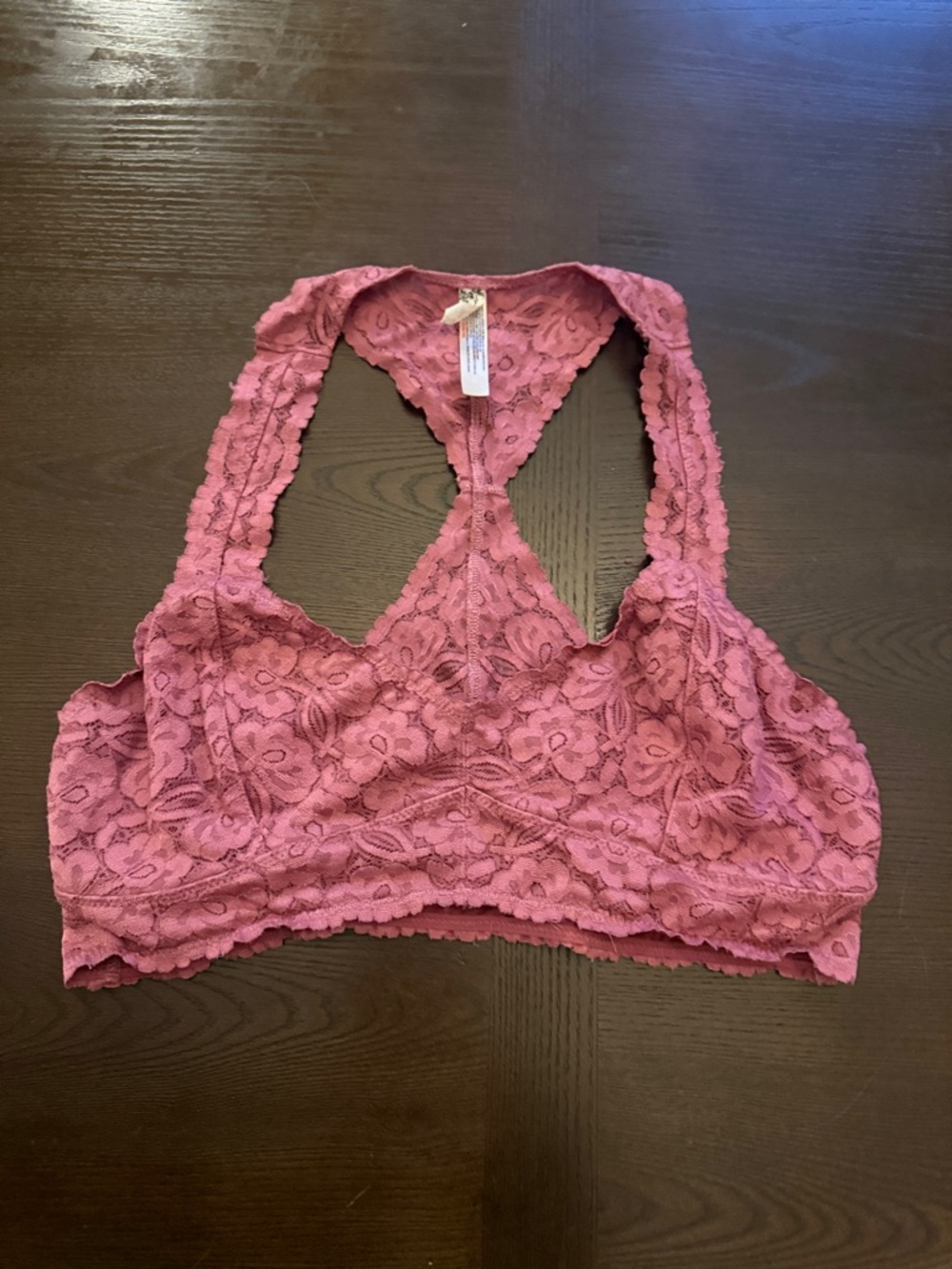 Free People Intimately Lace Racerback Bralette Size L Mauve